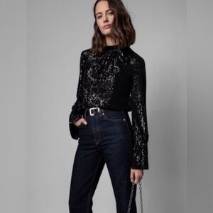 Zadig & Voltaire Black sequin Tummy Sequins in Noir size S